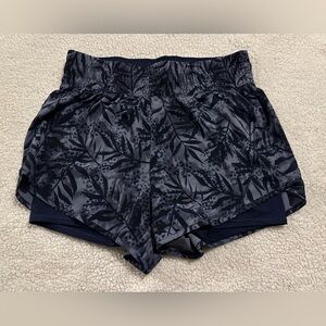 Avia Women’s Gray/Navy Plant Print Running Short size Large (12-14) Biker Liner